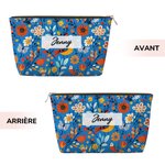 Trousse de Maquillage Personnalisée avec Motif Floral Coloré de Style Art Populaire et Nom Essentiel de Voyage Cadeau d’Anniversaire pour Femme