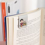 Personalized Floral Cartoon Reading Character Magnetic PU Leather Bookmark Clip with Name and Title Reading Tool Club Birthday Gift for Book Lovers