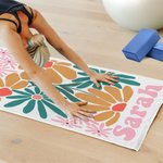 Personalized Floral Super Absorbent Yoga Towel with Name Sports Accessories Holiday Party Birthday Gift for Yoga Lovers Women