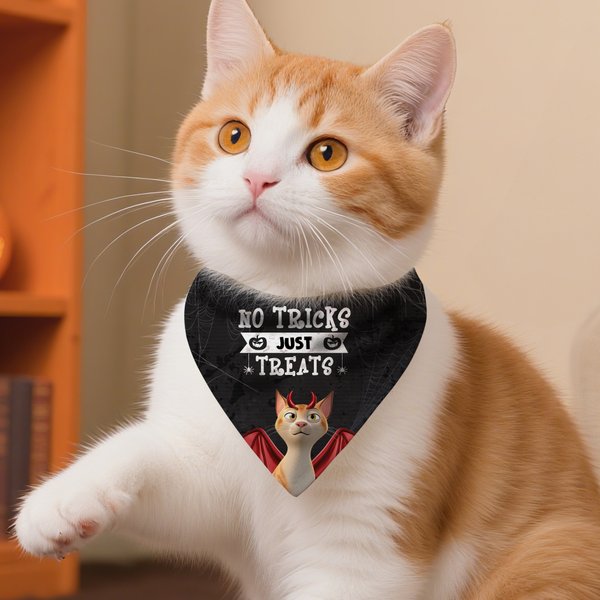 No Tricks Just Treats Devil Wings Cat Dog Soft Pet Bandana Spooky Season Halloween Birthday Gift for Pet Lovers Pet Parents
