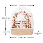 Personalized Cute Forest Animal Acrylic LED Night Light with Name and Wooden Base Nursery Decor Baby Shower Birthday Gift for Boys Girls