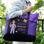 Personalisierte Krankenschwester Cartoon-Charakter große Oxford Tragetasche mit Netztasche und Name Krankenschwester Woche Anerkennung Geschenk für medizinisches Personal