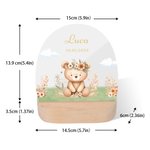 Personalized Bear Fox Cute Animal LED Night Light with Wooden Base and Name Nursery Decor Baby Shower Birthday Gift for Girls Boys