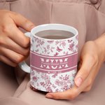 Personalisierte Toile De Jouy 11 oz keramische Kaffeetasse mit Kind Name Titel und Text Geburtstag Jahrestag Geschenk für Mama Oma