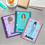 Gepersonaliseerd Verpleegster Cartoon Karakter A5 Spiraal Notitieboekje met Naam en 120 Gelinieerde Pagina's Verpleegkundige Week Waardering Geschenk voor Medisch Personeel