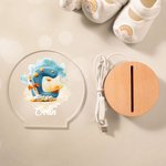 Personalized Fantasy Nebula Rocket Planet Initial Name LED Night Light with Wooden Base Room Decor Baby Shower Birthday Gift for Kid New Mom