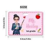 Personalized Multicolor Cartoon Teacher ID Badge Buddy with Title and Text Back to school Essentials Appreciation Gift for Teachers