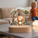 Veilleuse LED Acrylique Personnalisée avec Nom et Motif d'Animal Décoration Lumière Monochromatique ou Trois Couleurs Cadeau Anniversaire pour Enfant