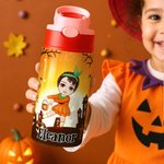 Gepersonaliseerde Halloween Thema Cartoon Karakter Naam 12 oz Geïsoleerde Waterfles met Rietje en Morsbestendig Deksel Halloween Party voor Jongens Meisjes