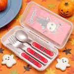 Personalisierte Cartoon-Charakter Spinnennetz Food-Grade Kid's Gabel Löffel Messer 3 Stück Besteck-Set mit Namen Halloween Party Geschenk für Kinder