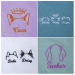 Personalized Embroidered Dog Cat Ear Outline T-shirt Sweatshirt Hoodie with 1-3 Names Pet Party Birthday Gift for Pet Lovers