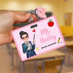 Personalized Multicolor Cartoon Teacher ID Badge Buddy with Title and Text Back to school Essentials Appreciation Gift for Teachers