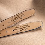 Personalized I Love You Leather Belt with Engraved Text Anniversary Valentine's Day Business Trip Accessory Gift for Men