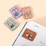 Personalised Birth Flower Cartoon Character Magnetic PU Leather Bookmark Clip with Name Reading Tool Club Birthday Gift for Kid Bookworm