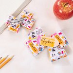 Personalized Pencil Composition Book Design Hair Bow Clip with Name and Card Hair Accessory Back to School First Day of Kindergarten Gift for Girls
