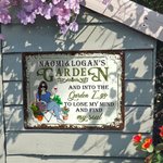 Personalised Retro Garden Cartoon Character Metal Sign with Name Garden Decor Housewarming Birthday Gift for Grandma Mom Gardening Lover