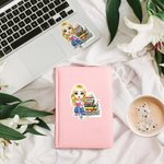 Personalized Flower Book Cartoon Character Waterproof Stickers with Name Back to School Birthday Gift for Book Lovers