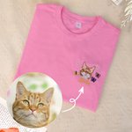 Personalized Embroidered Pet Photo T-shirt Sweatshirt Hoodie with Name Daily Wear Birthday Pet Memorial Gift for Pet Lover Owner