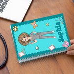 Gepersonaliseerd Verpleegster Cartoon Karakter A5 Spiraal Notitieboekje met Naam en 120 Gelinieerde Pagina's Verpleegkundige Week Waardering Geschenk voor Medisch Personeel
