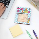 Personalisierte Checkered Zusammensetzung Buch Design Haftnotiz-Halter-Set mit Text zurück zu Schule Wertschätzung Lehrer Tag Geschenk für Lehrer