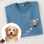 Personalized Embroidered Pet Photo T-shirt Sweatshirt Hoodie with Name Daily Wear Birthday Pet Memorial Gift for Pet Lover Owner
