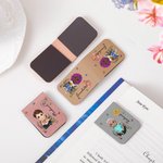 Personalised Birth Flower Cartoon Character Magnetic PU Leather Bookmark Clip with Name Reading Tool Club Birthday Gift for Kid Bookworm