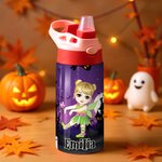 Gepersonaliseerde Halloween Thema Cartoon Karakter Naam 12 oz Geïsoleerde Waterfles met Rietje en Morsbestendig Deksel Halloween Party voor Jongens Meisjes