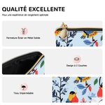 Trousse de Maquillage Personnalisée avec Motif Floral Coloré de Style Art Populaire et Nom Essentiel de Voyage Cadeau d’Anniversaire pour Femme