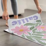Personalized Floral Super Absorbent Yoga Towel with Name Sports Accessories Holiday Party Birthday Gift for Yoga Lovers Women