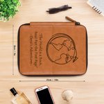 Personalized World Travel Themed Leather Storage Bag with Name and Text Birthday Travel Essentials Gift for Travelers