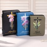 Couverture de livre en cuir PU avec nom et texte Cadeau d'anniversaire pour femmes chrétiennes