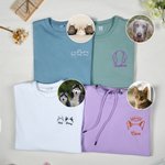 Personalized Embroidered Dog Cat Ear Outline T-shirt Sweatshirt Hoodie with 1-3 Names Pet Party Birthday Gift for Pet Lovers
