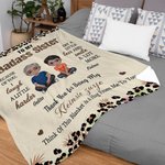 Personalised Badass Sister Brother Leopard Print Cartoon Soft Throw Blanket with Names Home Decor Birthday Friendship Gift for Besties Friends