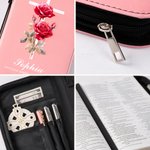 Couverture de livre en cuir PU avec nom et texte Cadeau d'anniversaire pour femmes chrétiennes