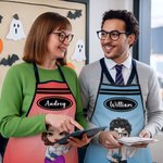 Personalized Cartoon Teacher Pencil Crayon Apron with Text Teacher's Day Back to School Appreciation Gift for Teacher