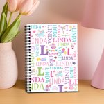 Personalised Fantasy Unicorn Dinosaur Name Cloud A5 Spiral Notebook with Initial and 120 Lined Pages Back to School Birthday Gift for Kids
