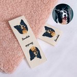 Personalized Cartoon Pet Photo Cotton Sewing Label with Name Set of 10 Knitwear Accessory Gift for Knitting DIY Craft Pet Lovers