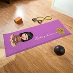 Gepersonaliseerde Geboortebloem Cartoon Karakter Super Absorberende Yoga Handdoek met Naam Sport Accessoires Verjaardagscadeau voor Yoga Lovers Vrouwen