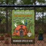 Personalized Pumpkin House Garden Vertical Metal Sign with Name and Title Garden Decor Halloween Gift for Grandparents Gardening Lovers