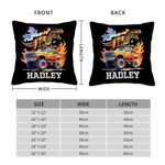 Personalised Dinosaur Lorry Soft Throw Pillow Cover with Name Room Decor Birthday Christmas Gift for Boys Girls