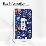 Personalized Folk Art Flower Large PU Leather Name Hand Wallet with Multiple Compartments and Metal Zipper Birthday Anniversary Gift for Woman