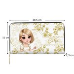 Cartera de mano personalizada de cuero PU con diseño floral vintage personaje animado y nombre varios compartimentos regalo de boda para mujer