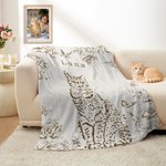 Personalised Retro Floral Pet Photo Portrait Soft Throw Blanket with Name Home Decor Birthday Gift for Pet Lovers Owners