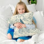 Personalised Toile De Jouy Floral Initial Soft Throw Pillow Cover with Name Home Decor Birthday Christmas Gift for Women