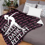 Personalized Eat Sleep Dance Repeat Dancer Silhouette Soft Throw Blanket with Name Home Decor Birthday Gift for Dance Lovers