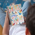 Personalised Fantasy Unicorn Dinosaur Name Cloud A5 Spiral Notebook with Initial and 120 Lined Pages Back to School Birthday Gift for Kids