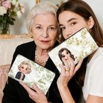 Cartera de mano personalizada de cuero PU con diseño floral vintage personaje animado y nombre varios compartimentos regalo de boda para mujer