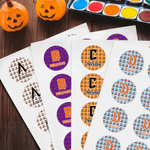 Personalized Cartoon Cherry Pumpkin Stickers Labels with Name and Initial Set of 2 Gift Decor Halloween Party Favors for Family Friend Kid