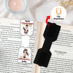 Marque-Page Magnétique Personnalisé avec Personnage de Dessin Animé Assis et Nom Cadeau Rentrée Anniversaire pour Amoureux des Livres