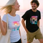 Personalised Coconut Tree Beach Sunset T-shirt Sweatshirt Hoodie with Name Vacation Beach Party Birthday  Gift for Family Friends